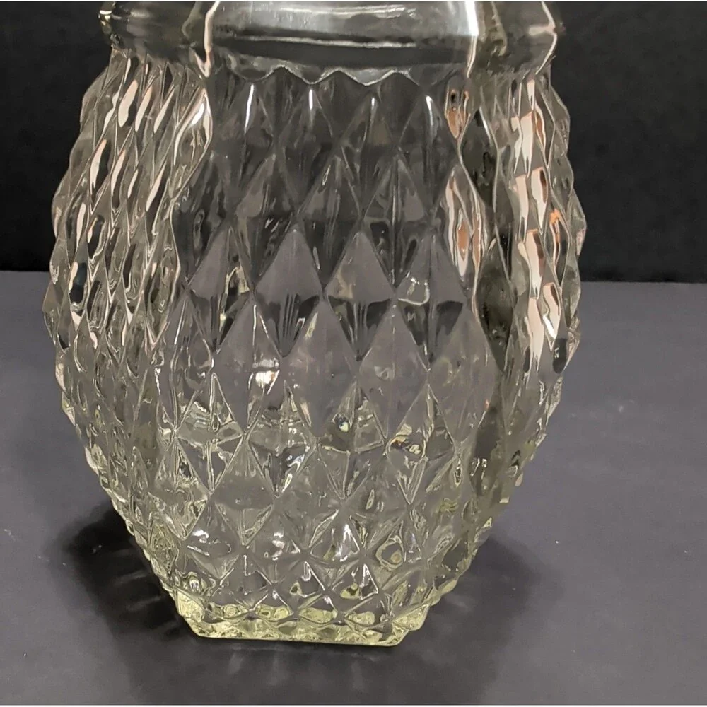 MCM Vintage Diamond Cut Glass Decanter Bottle Retro Barware Wine Cruet